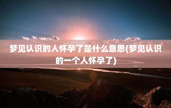 梦见认识的人怀孕了是什么意思(梦见认识的一个人怀孕了)