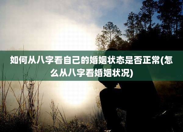 如何从八字看自己的婚姻状态是否正常(怎么从八字看婚姻状况)