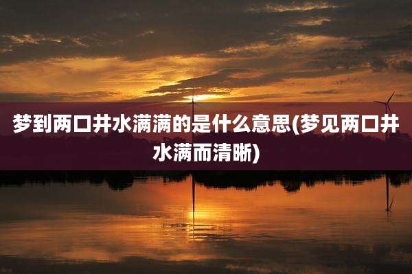 梦到两口井水满满的是什么意思(梦见两口井水满而清晰)