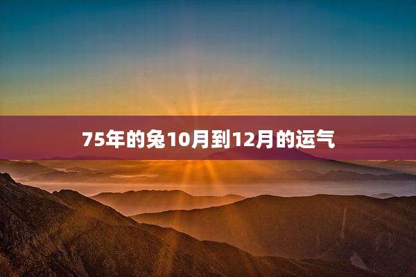 75年的兔10月到12月的运气