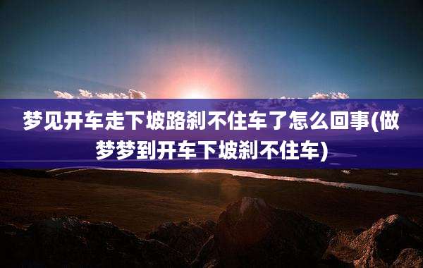 梦见开车走下坡路刹不住车了怎么回事(做梦梦到开车下坡刹不住车)