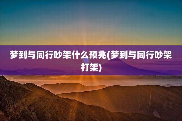 梦到与同行吵架什么预兆(梦到与同行吵架打架)