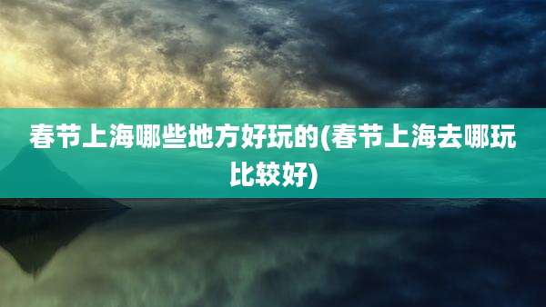 春节上海哪些地方好玩的(春节上海去哪玩比较好)