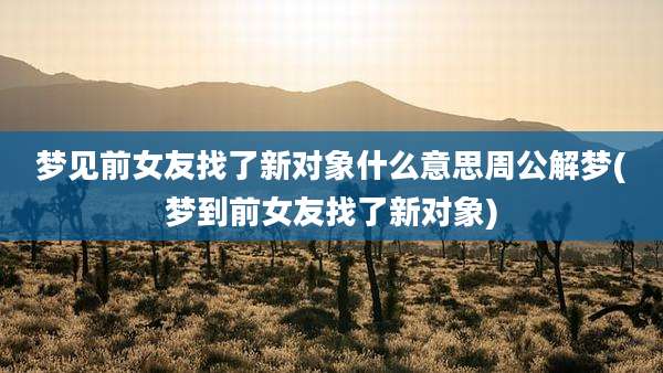梦见前女友找了新对象什么意思周公解梦(梦到前女友找了新对象)