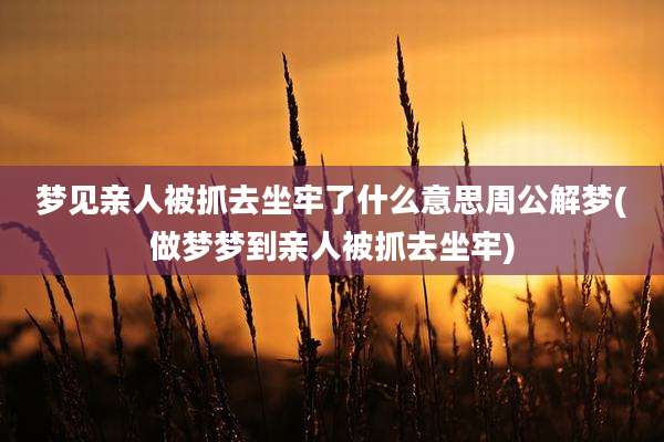 梦见亲人被抓去坐牢了什么意思周公解梦(做梦梦到亲人被抓去坐牢)