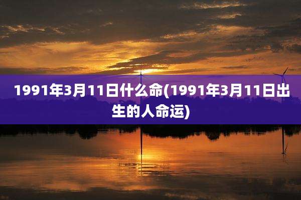 1991年3月11日什么命(1991年3月11日出生的人命运)