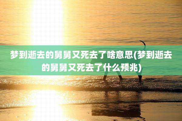 梦到逝去的舅舅又死去了啥意思(梦到逝去的舅舅又死去了什么预兆)