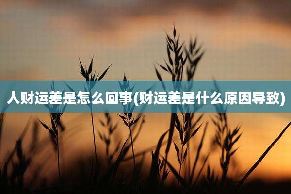 人财运差是怎么回事(财运差是什么原因导致)