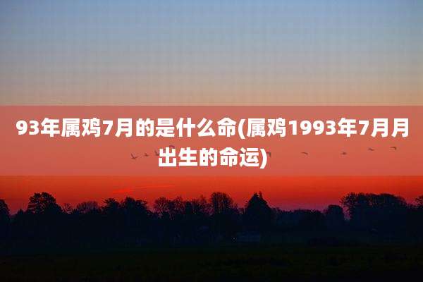 93年属鸡7月的是什么命(属鸡1993年7月月出生的命运)