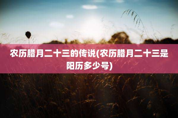 农历腊月二十三的传说(农历腊月二十三是阳历多少号)