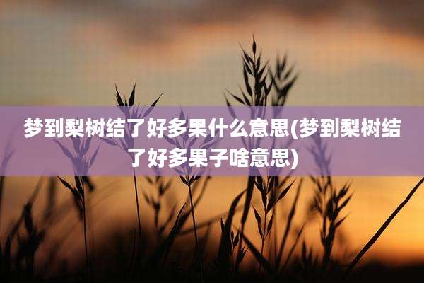 梦到梨树结了好多果什么意思(梦到梨树结了好多果子啥意思)