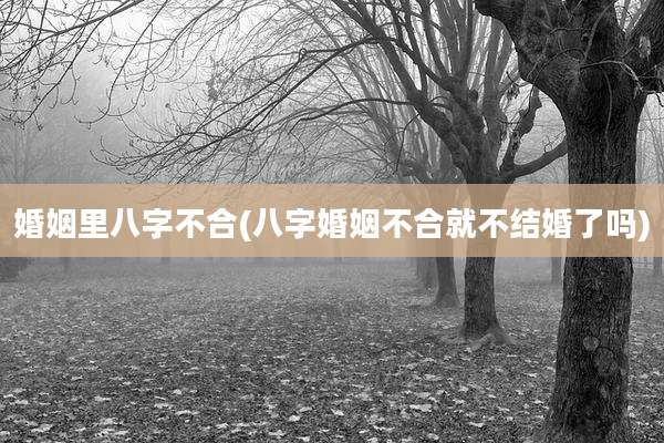 婚姻里八字不合(八字婚姻不合就不结婚了吗)