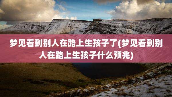 梦见看到别人在路上生孩子了(梦见看到别人在路上生孩子什么预兆)
