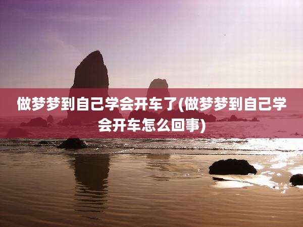 做梦梦到自己学会开车了(做梦梦到自己学会开车怎么回事)