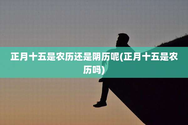 正月十五是农历还是阴历呢(正月十五是农历吗)