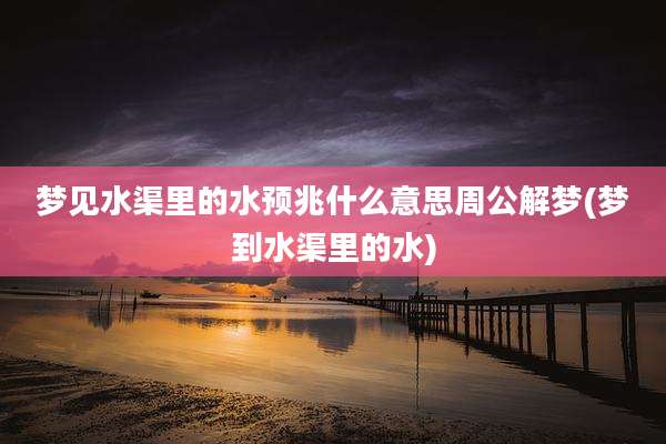 梦见水渠里的水预兆什么意思周公解梦(梦到水渠里的水)