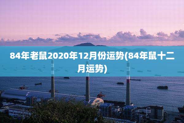84年老鼠2020年12月份运势(84年鼠十二月运势)