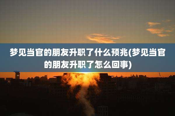 梦见当官的朋友升职了什么预兆(梦见当官的朋友升职了怎么回事)