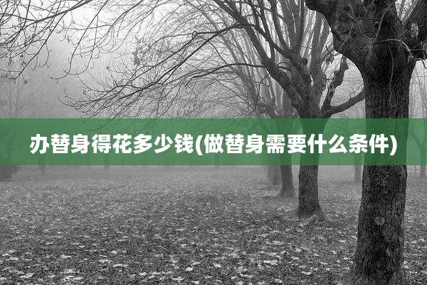 办替身得花多少钱(做替身需要什么条件)
