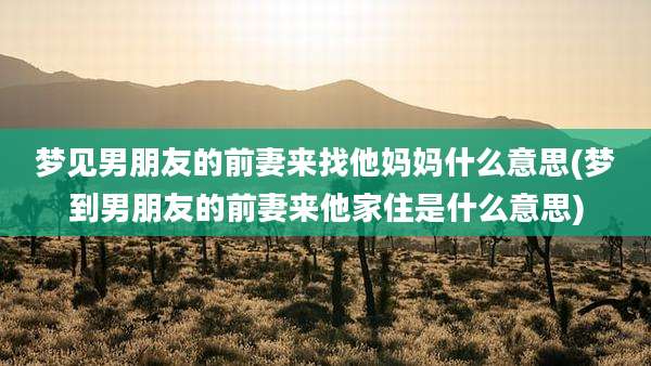 梦见男朋友的前妻来找他妈妈什么意思(梦到男朋友的前妻来他家住是什么意思)