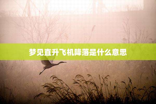梦见直升飞机降落是什么意思