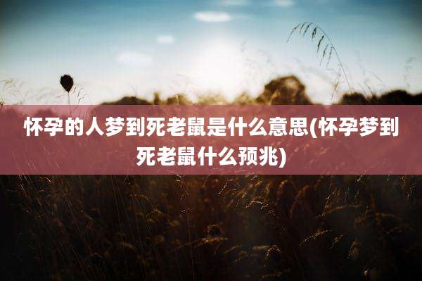 怀孕的人梦到死老鼠是什么意思(怀孕梦到死老鼠什么预兆)