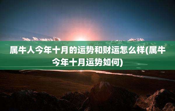 属牛人今年十月的运势和财运怎么样(属牛今年十月运势如何)