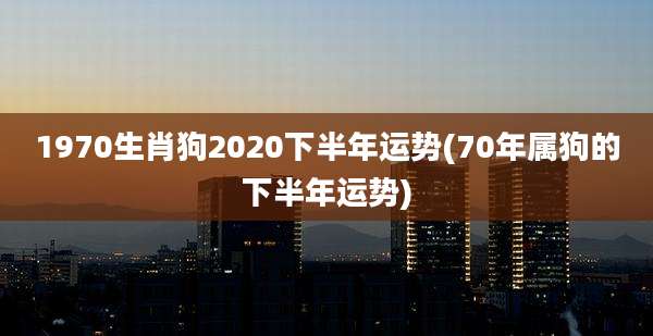 1970生肖狗2020下半年运势(70年属狗的下半年运势)