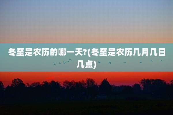 冬至是农历的哪一天?(冬至是农历几月几日几点)