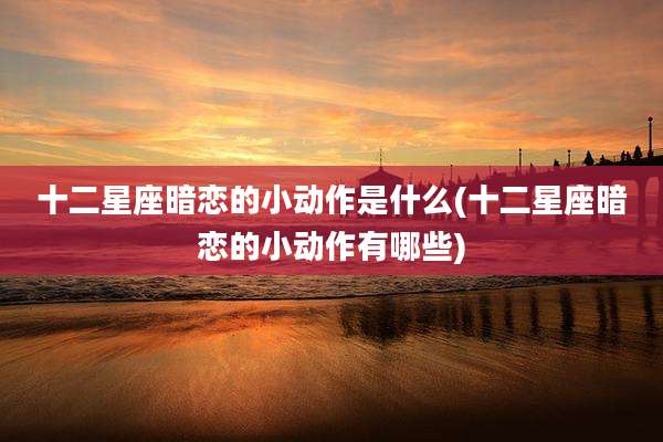 十二星座暗恋的小动作是什么(十二星座暗恋的小动作有哪些)