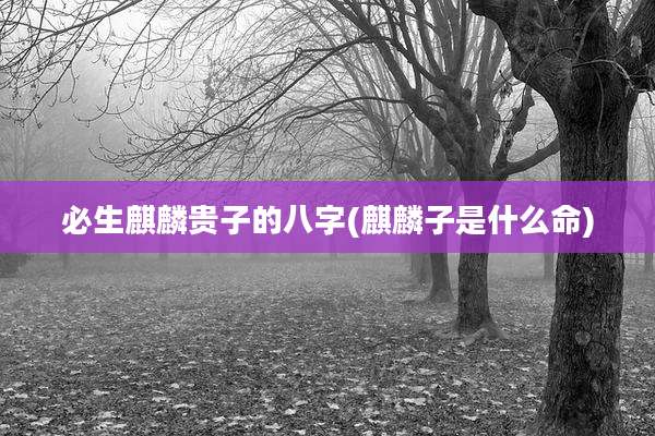 必生麒麟贵子的八字(麒麟子是什么命)