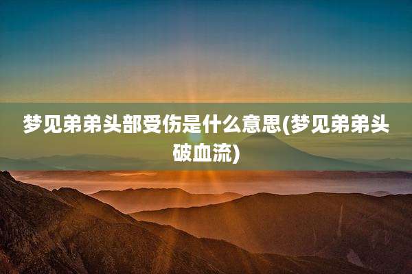 梦见弟弟头部受伤是什么意思(梦见弟弟头破血流)