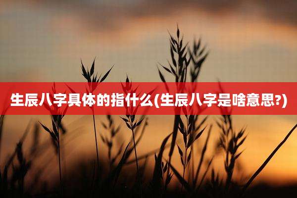 生辰八字具体的指什么(生辰八字是啥意思?)