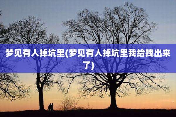 梦见有人掉坑里(梦见有人掉坑里我给拽出来了)