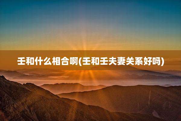 壬和什么相合啊(壬和壬夫妻关系好吗)