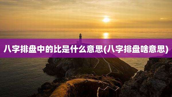 八字排盘中的比是什么意思(八字排盘啥意思)
