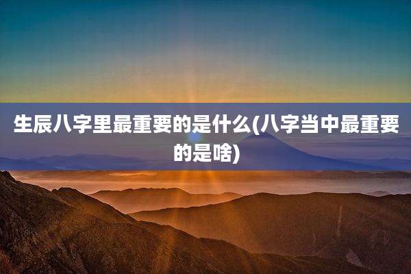 生辰八字里最重要的是什么(八字当中最重要的是啥)