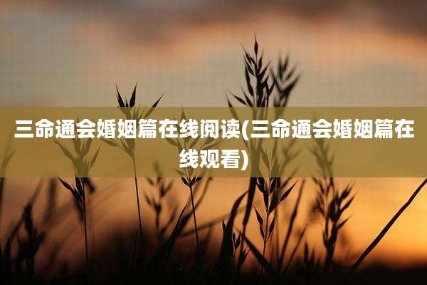 三命通会婚姻篇在线阅读(三命通会婚姻篇在线观看)