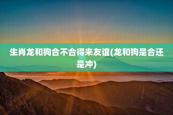 生肖龙和狗合不合得来友谊(龙和狗是合还是冲)