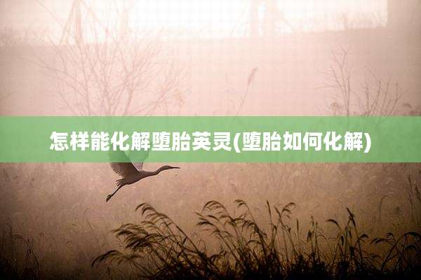 怎样能化解堕胎英灵(堕胎如何化解)