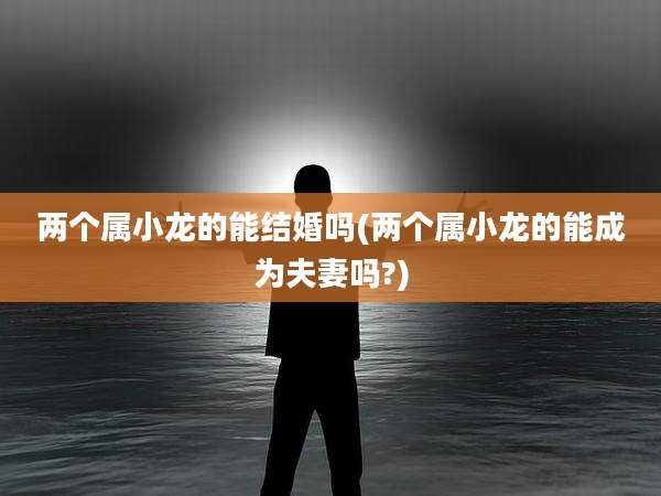 两个属小龙的能结婚吗(两个属小龙的能成为夫妻吗?)
