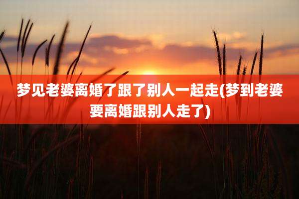 梦见老婆离婚了跟了别人一起走(梦到老婆要离婚跟别人走了)