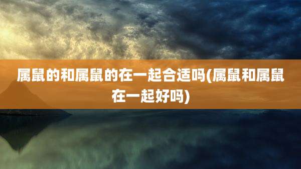 属鼠的和属鼠的在一起合适吗(属鼠和属鼠在一起好吗)