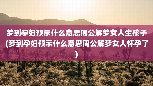 梦到孕妇预示什么意思周公解梦女人生孩子(梦到孕妇预示什么意思周公解梦女人怀孕了)