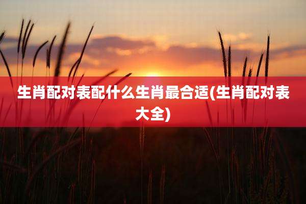 生肖配对表配什么生肖最合适(生肖配对表大全)