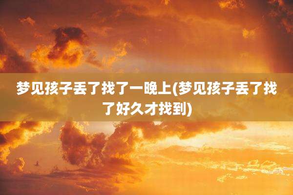 梦见孩子丢了找了一晚上(梦见孩子丢了找了好久才找到)