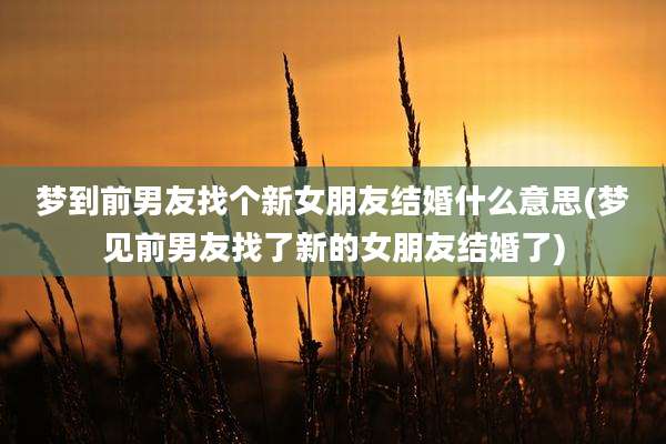 梦到前男友找个新女朋友结婚什么意思(梦见前男友找了新的女朋友结婚了)