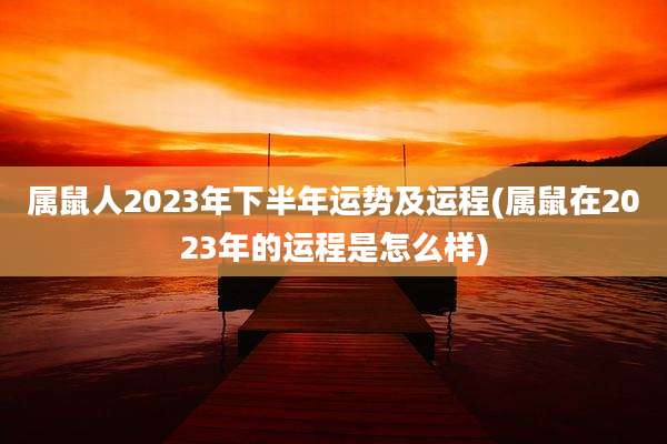 属鼠人2023年下半年运势及运程(属鼠在2023年的运程是怎么样)