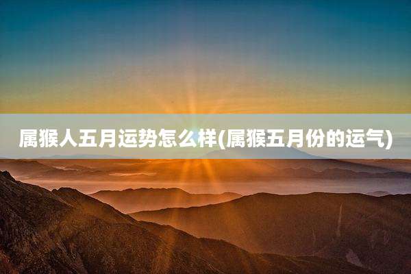 属猴人五月运势怎么样(属猴五月份的运气)