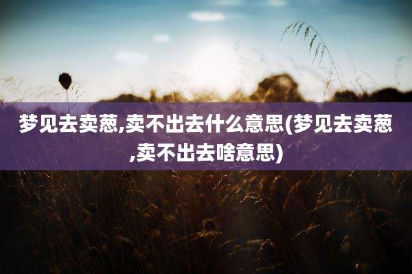 梦见去卖葱,卖不出去什么意思(梦见去卖葱,卖不出去啥意思)